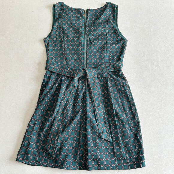 Green Leaf Print Tie Back Skater Dress ASO Louisa Clark - Picture 4 of 6